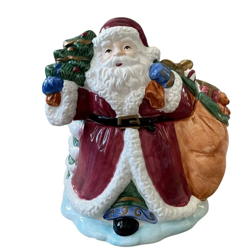 Home for the Holidays Santa Claus Cookie Jar With Toy Bag And Christmas Tree 10